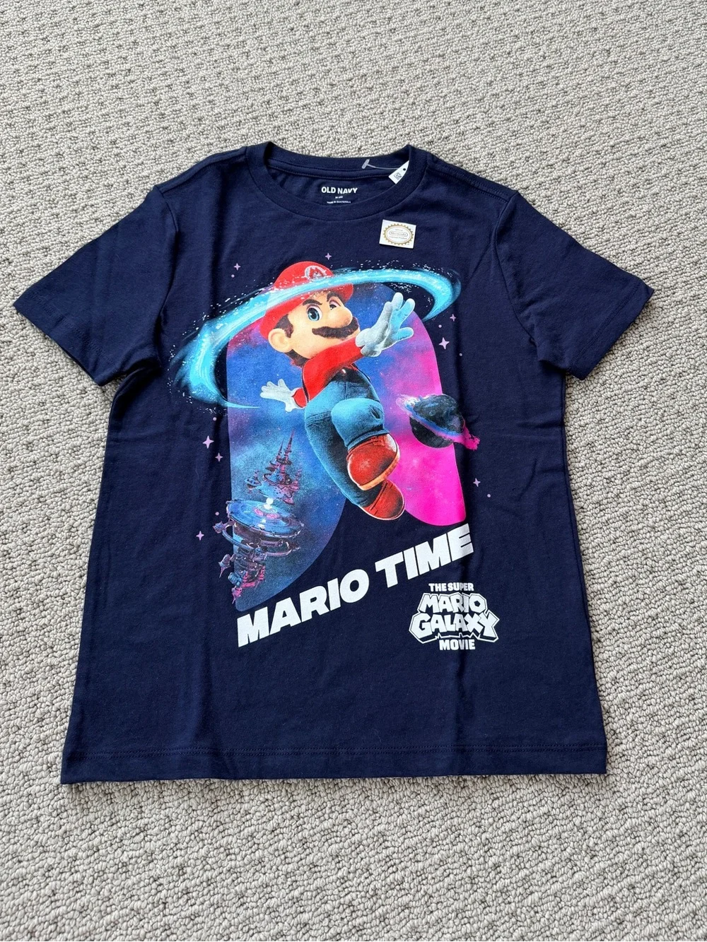 Old Navy Navy Super Mario Graphic 'Mario Time' Tee